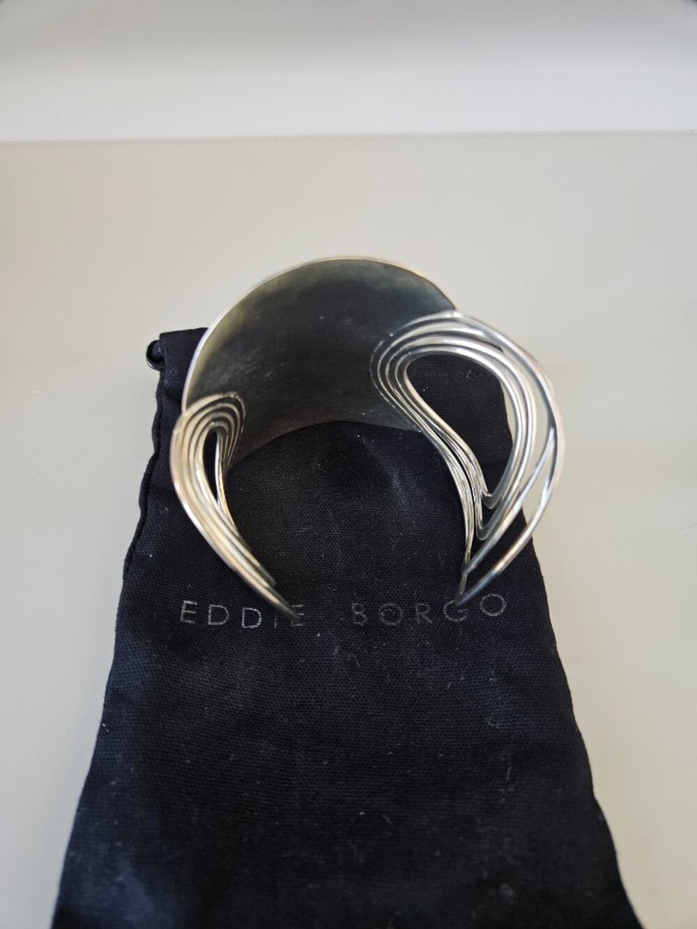 Eddie Borgo Silver Plated Large Cuff Bracelet STRIKING! - Picture 5 of 5
